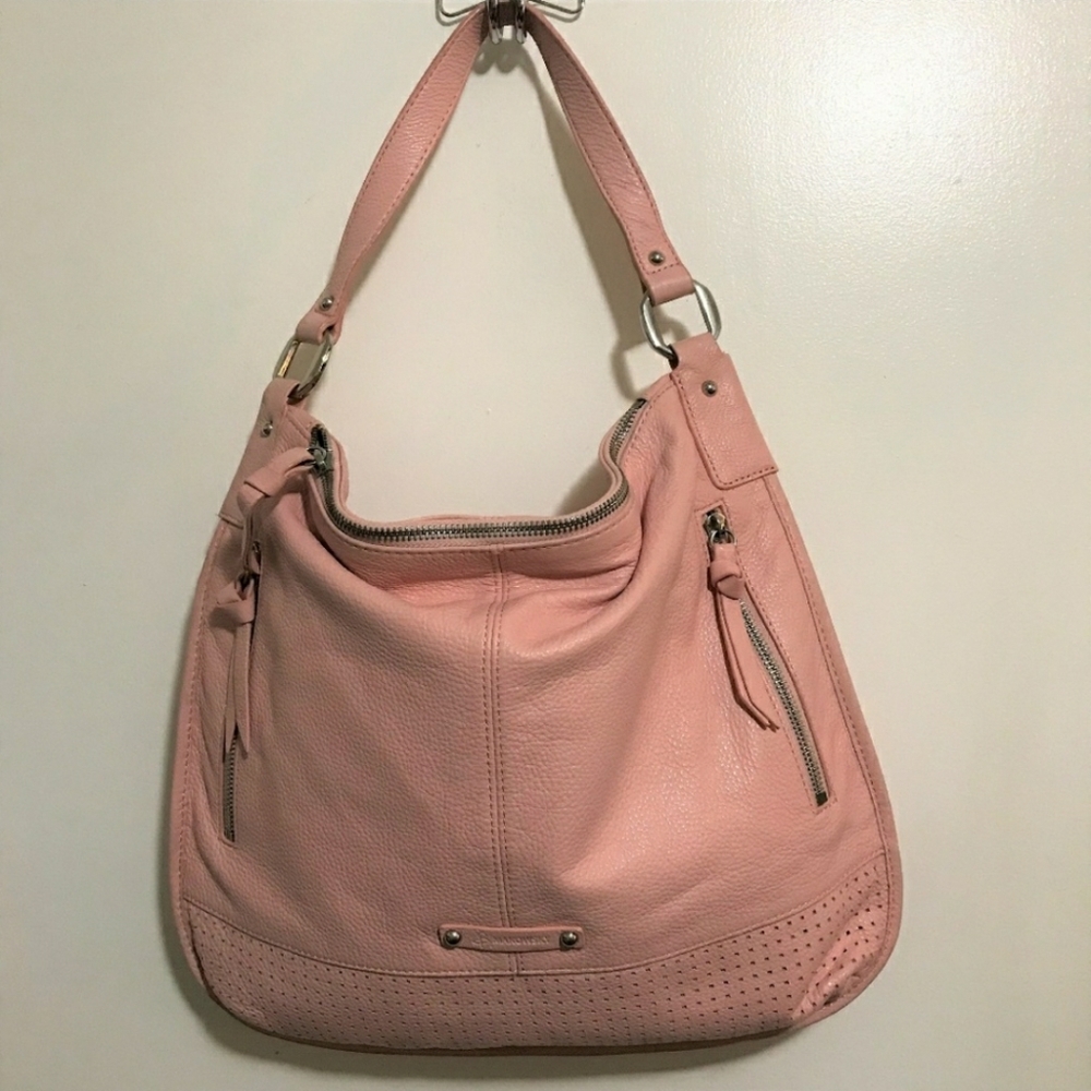 B Makowsky Pink Pebbled Leather Shoulder Purse